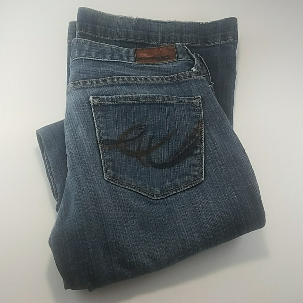 Express Eva Fit & Flare Distressed Blue Jeans